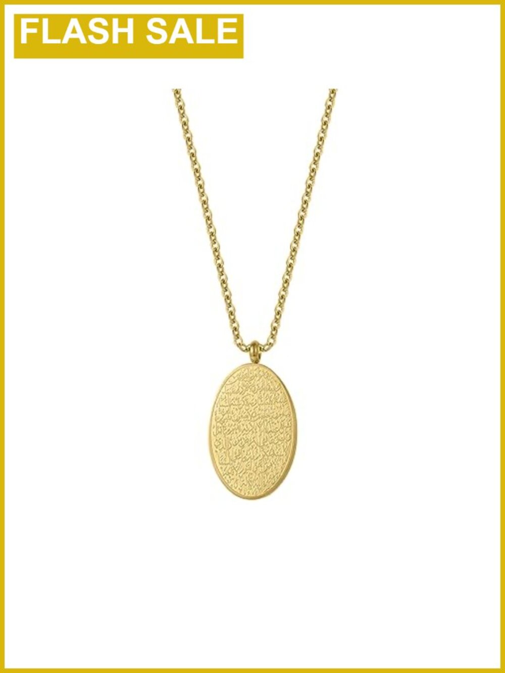 Ayatul Kursi Oval Necklace Stainless Steel 18K Gold Plated Pendant